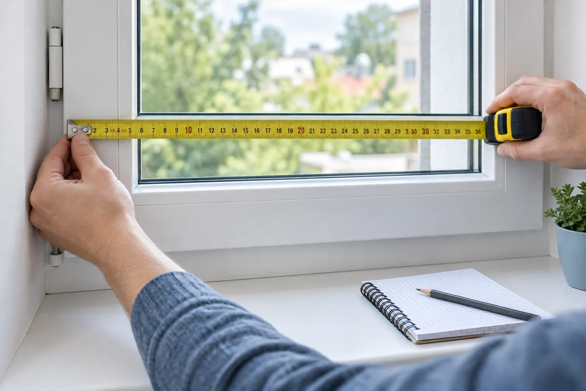 Mesure d’un dormant de fenêtre PVC avec un mètre ruban